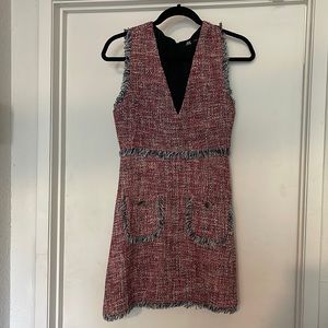 Zara knit mini dress with V neck and button detail
